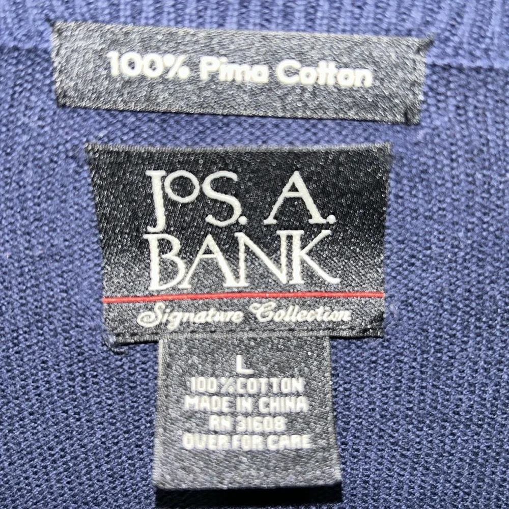 Jos.‎ A. Bank 100% Pima Cotton Long Sleeve Blue 1/4 Zip Sweater- Large